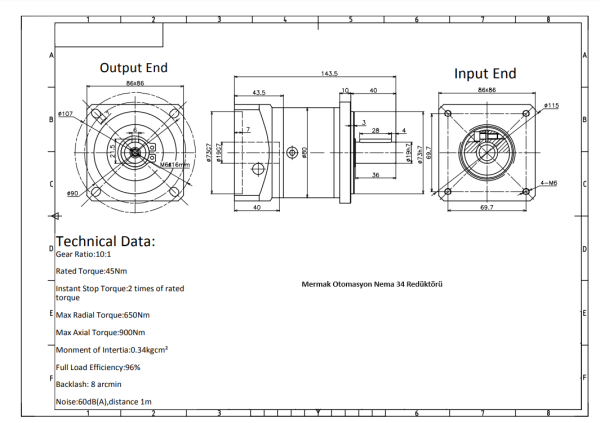 Nema 34 Servo ve Step Motor Planet Redüktör 1/5 - Görsel 6