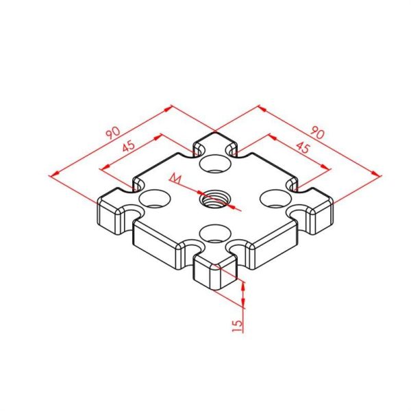 Pabuç Bağlantı Parçası 90X90 M16 - Görsel 2