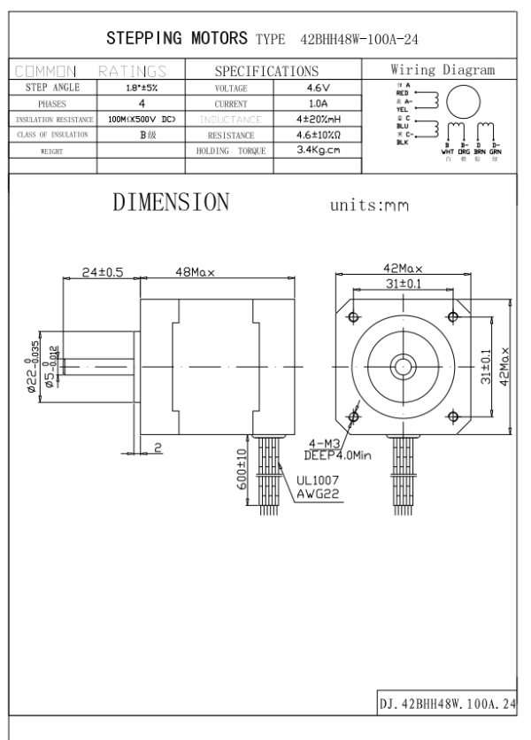 Nema 17 Step Motor| 0.47 Nm Step Motor - Görsel 3